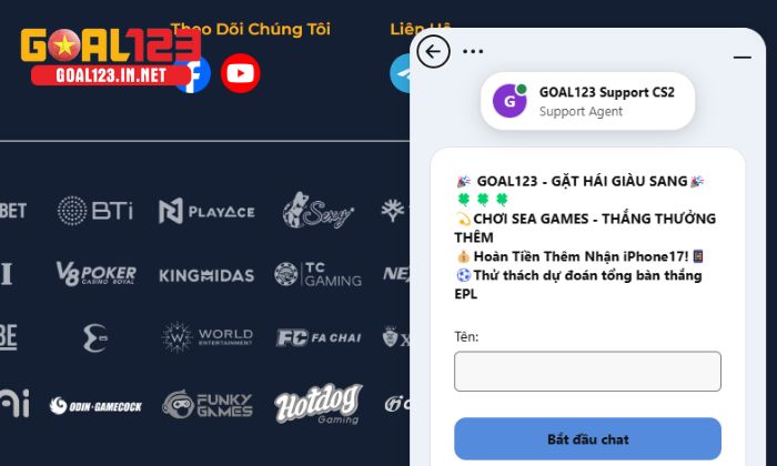 Chat trực tiếp với Goal123